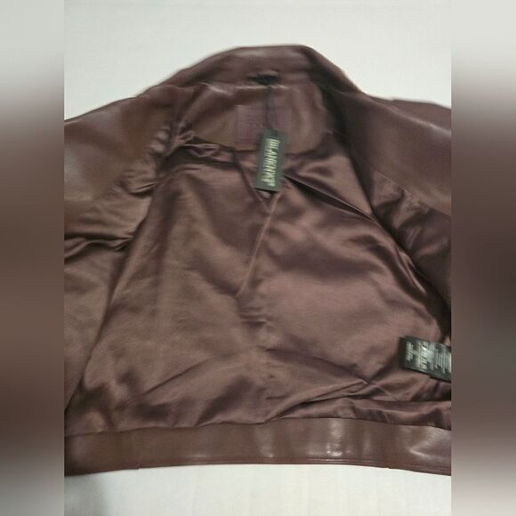NWT Blank NYC Faux Leather Cropped Moto Jacket in Plum Size Small - Picture 4 of 14